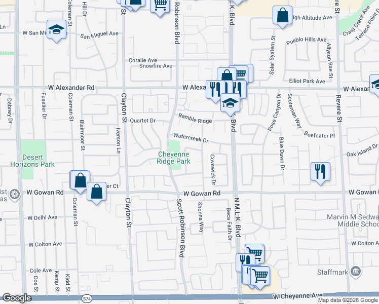 map of restaurants, bars, coffee shops, grocery stores, and more near 1723 Anchor Drive in North Las Vegas