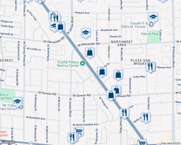 map of restaurants, bars, coffee shops, grocery stores, and more near 3717 Snorkel Circle in Las Vegas
