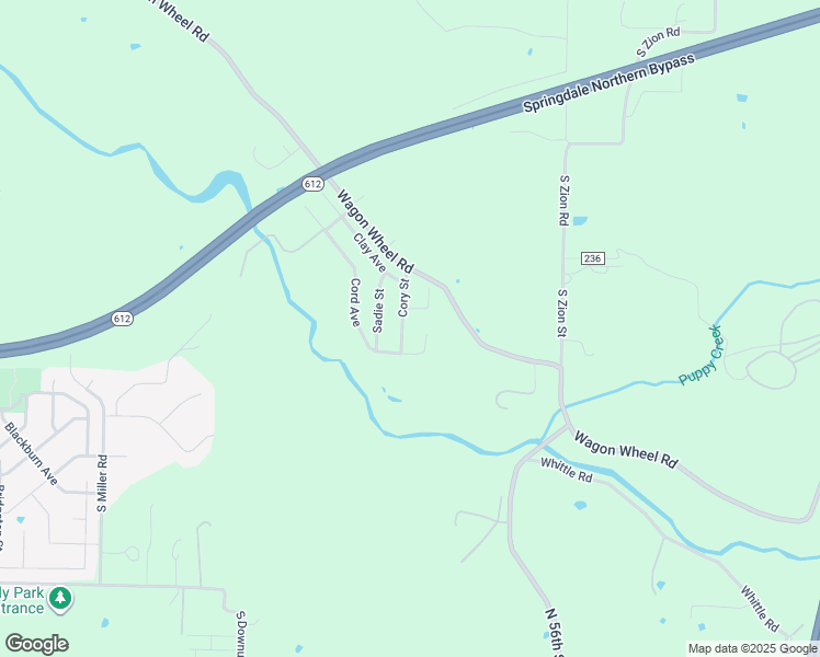 map of restaurants, bars, coffee shops, grocery stores, and more near 4567 Cory Street in Springdale