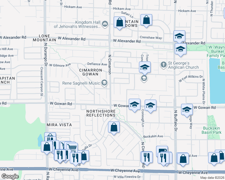 map of restaurants, bars, coffee shops, grocery stores, and more near 3710 Funston Way in Las Vegas