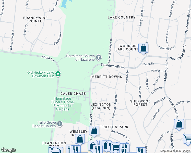 map of restaurants, bars, coffee shops, grocery stores, and more near 1108 Wyntergrace Farm Court in Nashville