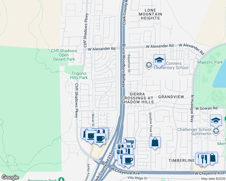 map of restaurants, bars, coffee shops, grocery stores, and more near 10532 Tugaloo Ave in Las Vegas
