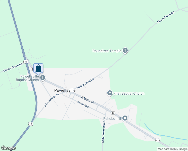 map of restaurants, bars, coffee shops, grocery stores, and more near 401 Bethlehem Church Road in Ahoskie