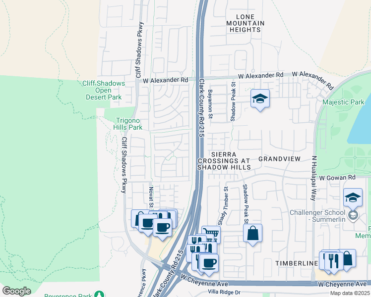 map of restaurants, bars, coffee shops, grocery stores, and more near 10528 Tugaloo Avenue in Las Vegas