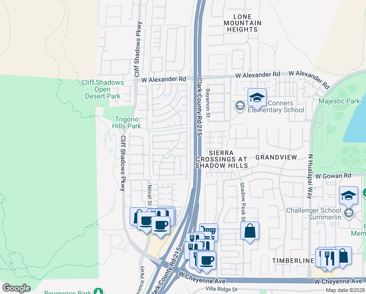 map of restaurants, bars, coffee shops, grocery stores, and more near 10528 Tugaloo Avenue in Las Vegas
