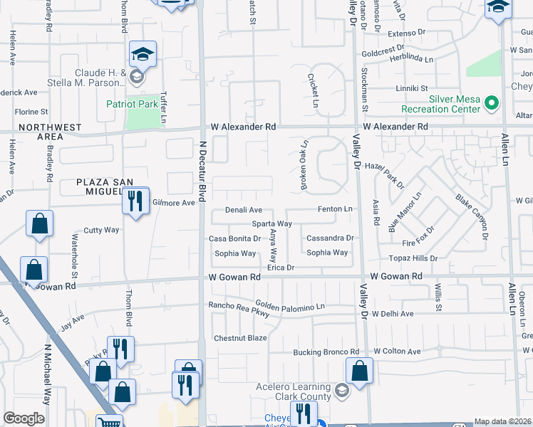 map of restaurants, bars, coffee shops, grocery stores, and more near 3728 Anya Way in North Las Vegas