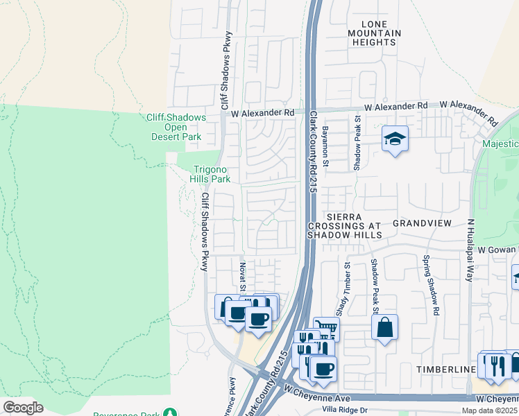 map of restaurants, bars, coffee shops, grocery stores, and more near 10580 West Moultrie Avenue in Las Vegas