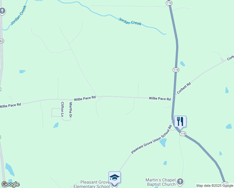 map of restaurants, bars, coffee shops, grocery stores, and more near 2506 Willie Pace Road in Burlington