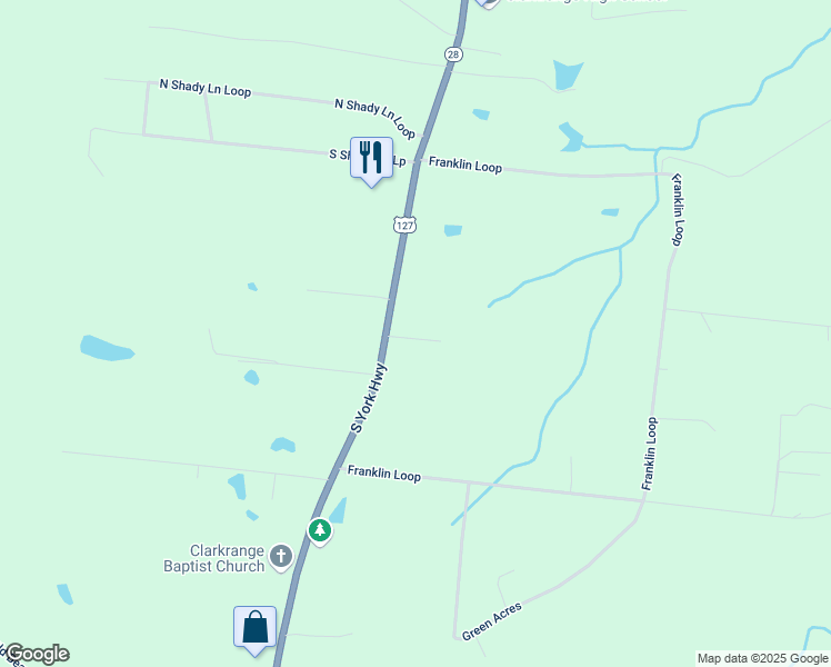 map of restaurants, bars, coffee shops, grocery stores, and more near 6105 South York Highway in Clarkrange