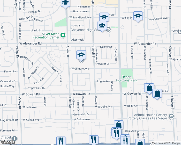 map of restaurants, bars, coffee shops, grocery stores, and more near 3730 Newton Falls Street in North Las Vegas