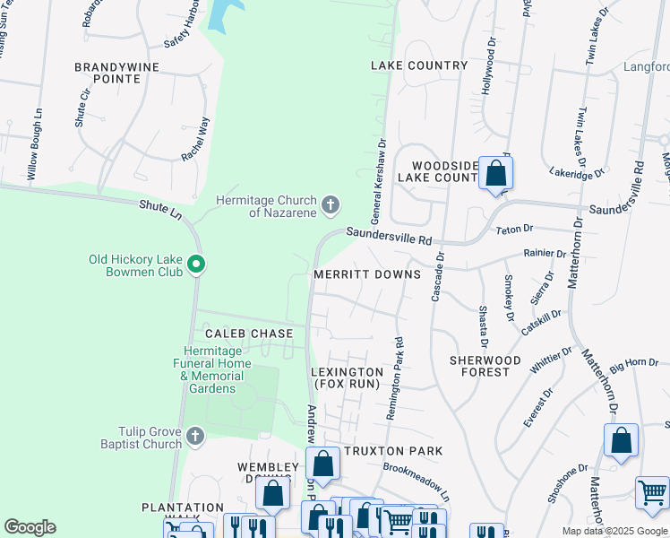 map of restaurants, bars, coffee shops, grocery stores, and more near 1112 Wyntergrace Farm Court in Nashville