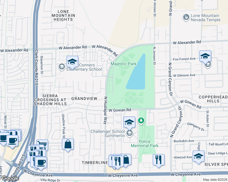 map of restaurants, bars, coffee shops, grocery stores, and more near 3759 Enchanted Sky Street in Las Vegas
