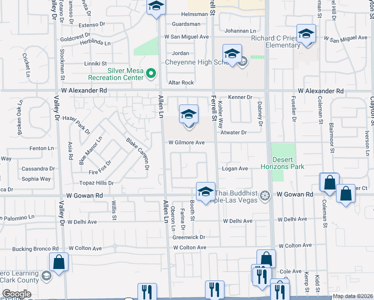 map of restaurants, bars, coffee shops, grocery stores, and more near 3418 Fort Niagara Avenue in North Las Vegas