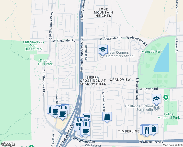 map of restaurants, bars, coffee shops, grocery stores, and more near 3712 Vanishing Point Street in Las Vegas