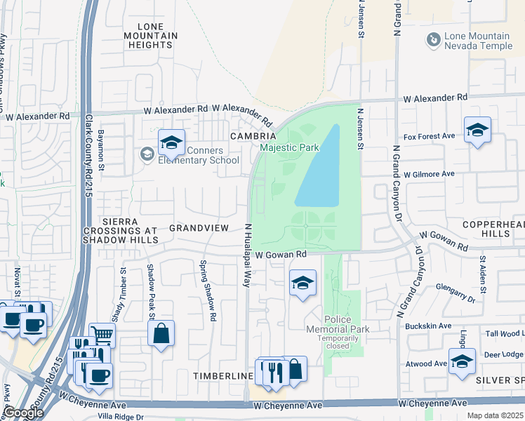 map of restaurants, bars, coffee shops, grocery stores, and more near 3719 Enchanted Sky Street in Las Vegas