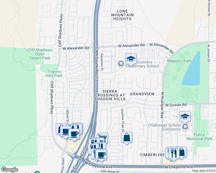 map of restaurants, bars, coffee shops, grocery stores, and more near 10413 Coffee Grinder Court in Las Vegas