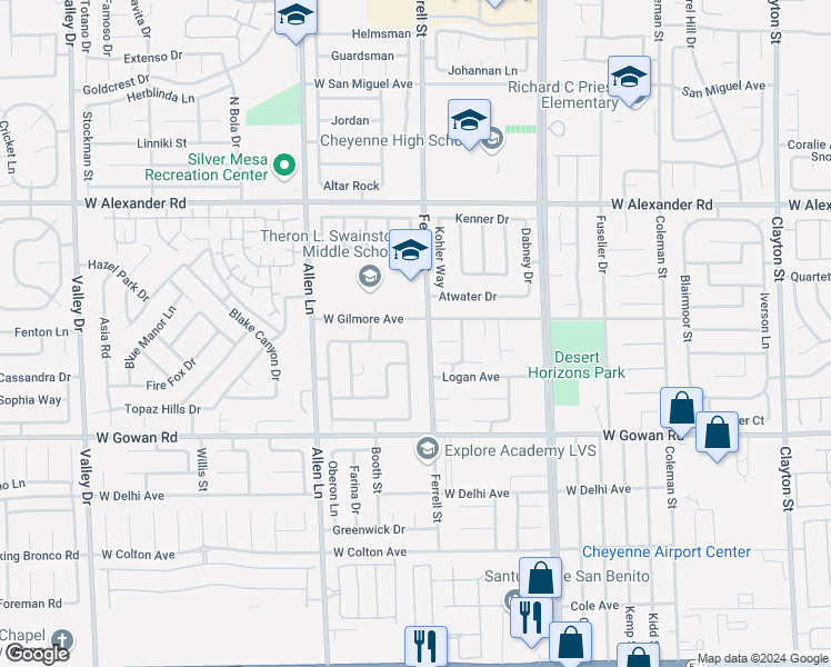 map of restaurants, bars, coffee shops, grocery stores, and more near 3730 Newton Falls Street in North Las Vegas