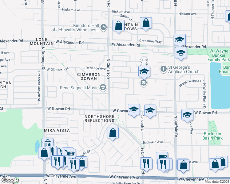 map of restaurants, bars, coffee shops, grocery stores, and more near 3710 Funston Way in Las Vegas