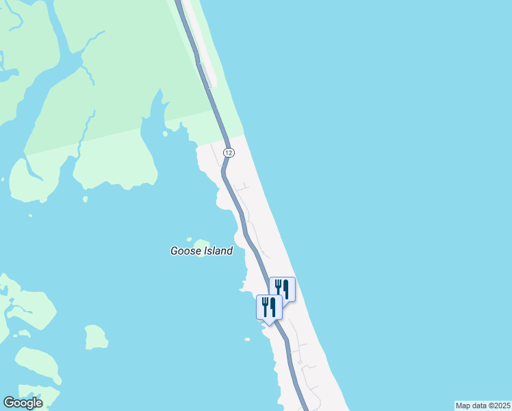 map of restaurants, bars, coffee shops, grocery stores, and more near 118 Baum Trail in Kitty Hawk