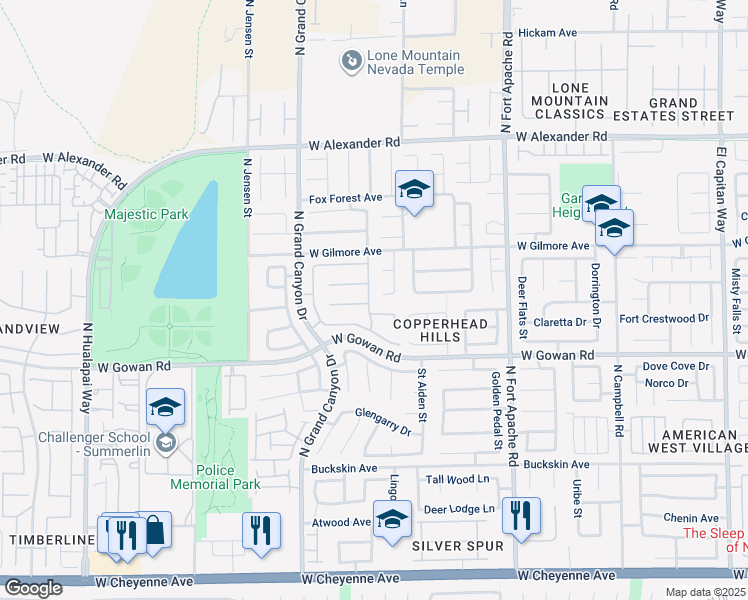 map of restaurants, bars, coffee shops, grocery stores, and more near 3616 Ashling Street in Las Vegas