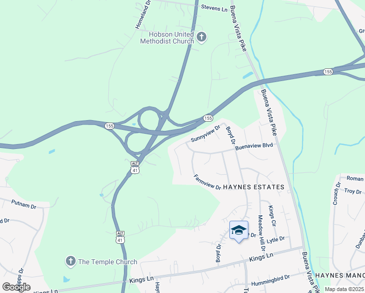 map of restaurants, bars, coffee shops, grocery stores, and more near 3043 Sunnyview Drive in Nashville