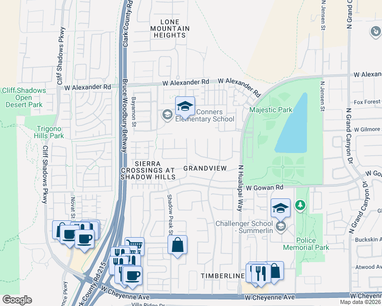 map of restaurants, bars, coffee shops, grocery stores, and more near 3701 Paul De Weert Court in Las Vegas