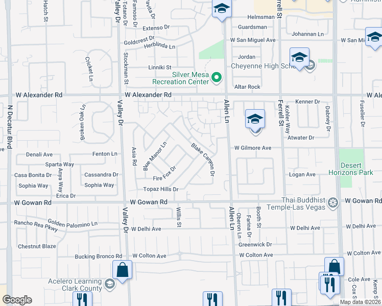 map of restaurants, bars, coffee shops, grocery stores, and more near 3772 Nerine Pass Way in North Las Vegas