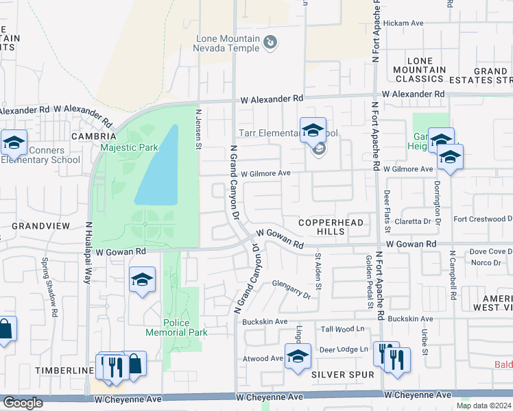 map of restaurants, bars, coffee shops, grocery stores, and more near 9640 Marigny Court in Las Vegas