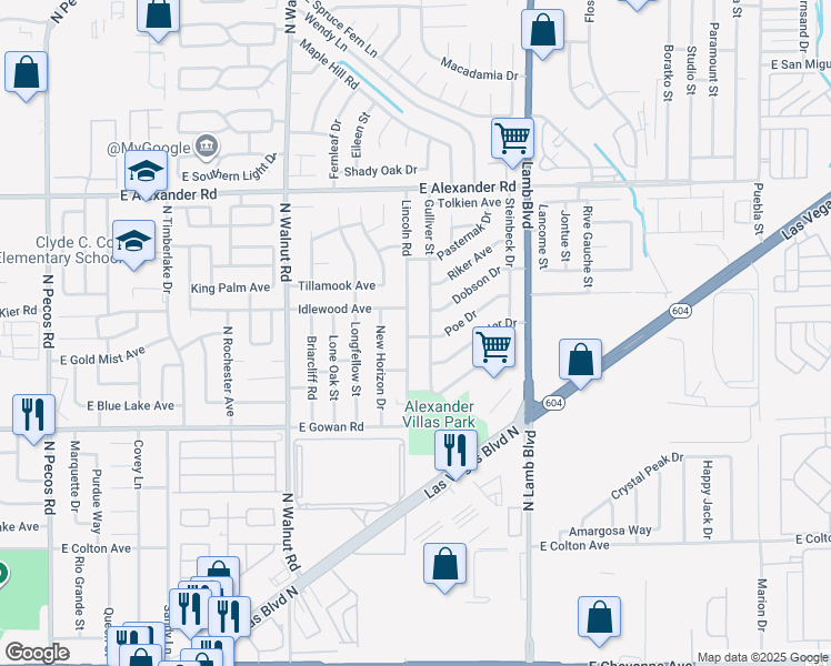 map of restaurants, bars, coffee shops, grocery stores, and more near 3746 Lincoln Road in Las Vegas