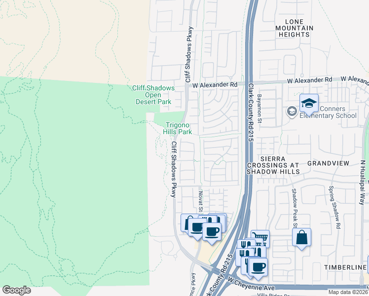 map of restaurants, bars, coffee shops, grocery stores, and more near 10634 Solar Hawk Avenue in Las Vegas