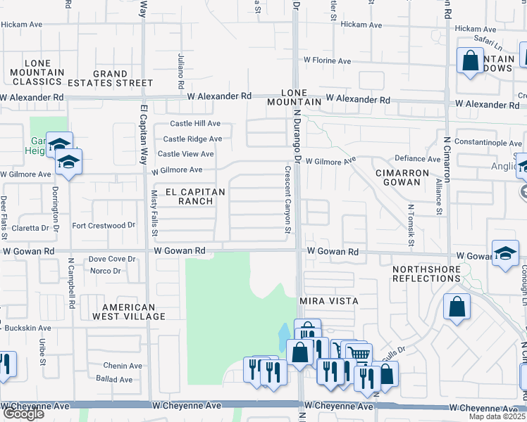 map of restaurants, bars, coffee shops, grocery stores, and more near 8528 Copper Knoll Avenue in Las Vegas