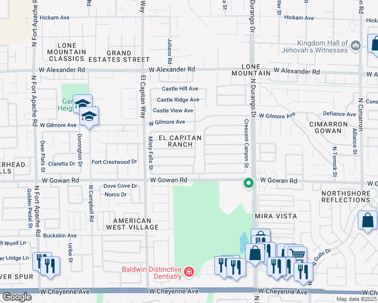 map of restaurants, bars, coffee shops, grocery stores, and more near 8709 Autumn Wreath Avenue in Las Vegas