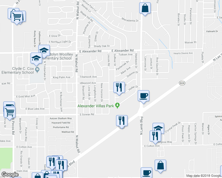 map of restaurants, bars, coffee shops, grocery stores, and more near 3746 Lincoln Road in Las Vegas