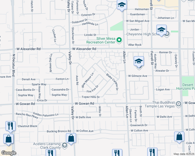 map of restaurants, bars, coffee shops, grocery stores, and more near 4027 Blueberry Peak Lane in North Las Vegas