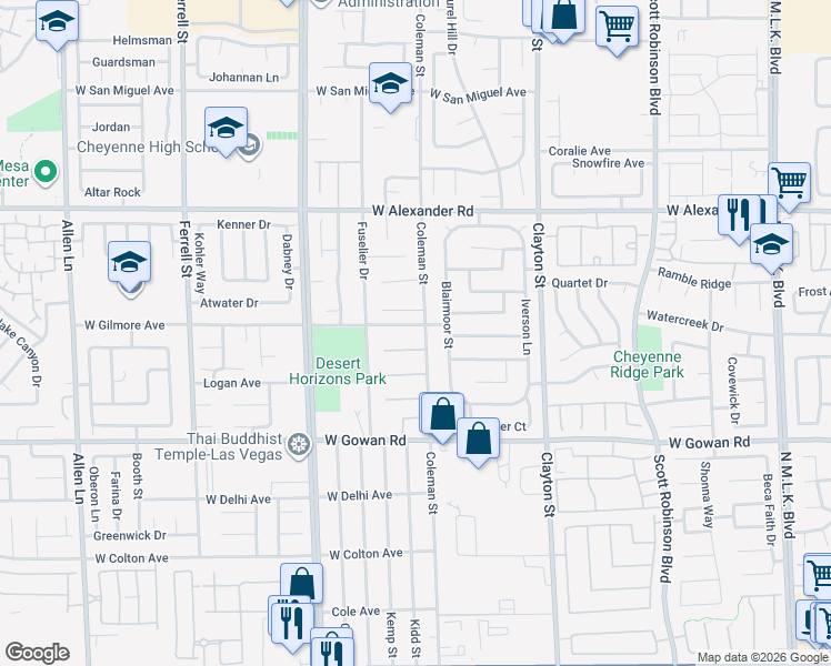 map of restaurants, bars, coffee shops, grocery stores, and more near 2412 Splendid Manor Court in North Las Vegas