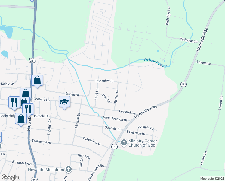 map of restaurants, bars, coffee shops, grocery stores, and more near 420 Nathan Street in Lebanon