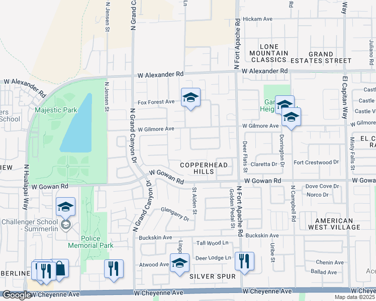 map of restaurants, bars, coffee shops, grocery stores, and more near 3701 Ocean Waters Street in Las Vegas