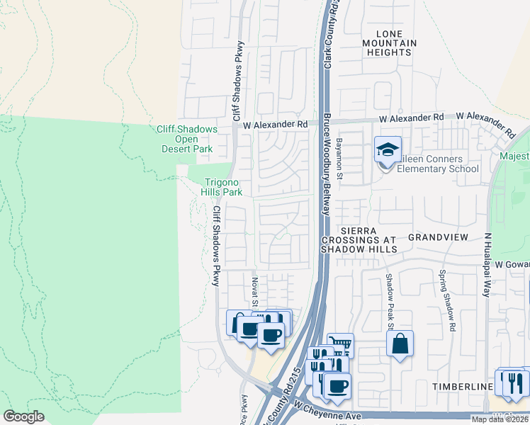 map of restaurants, bars, coffee shops, grocery stores, and more near 10593 Valdosta Avenue in Las Vegas