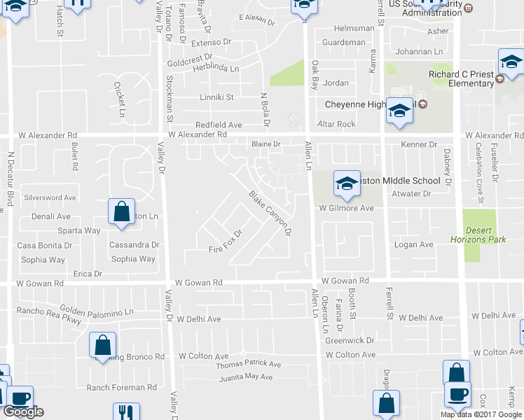map of restaurants, bars, coffee shops, grocery stores, and more near 3772 Nerine Pass Way in North Las Vegas