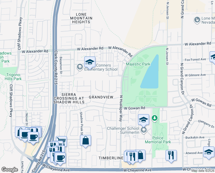map of restaurants, bars, coffee shops, grocery stores, and more near 3706 Spring Shadow Road in Las Vegas