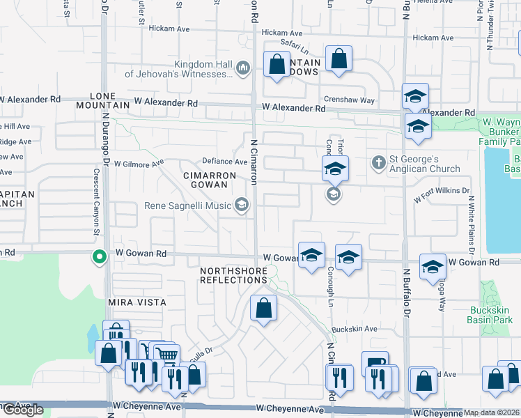 map of restaurants, bars, coffee shops, grocery stores, and more near 3727 Funston Way in Las Vegas