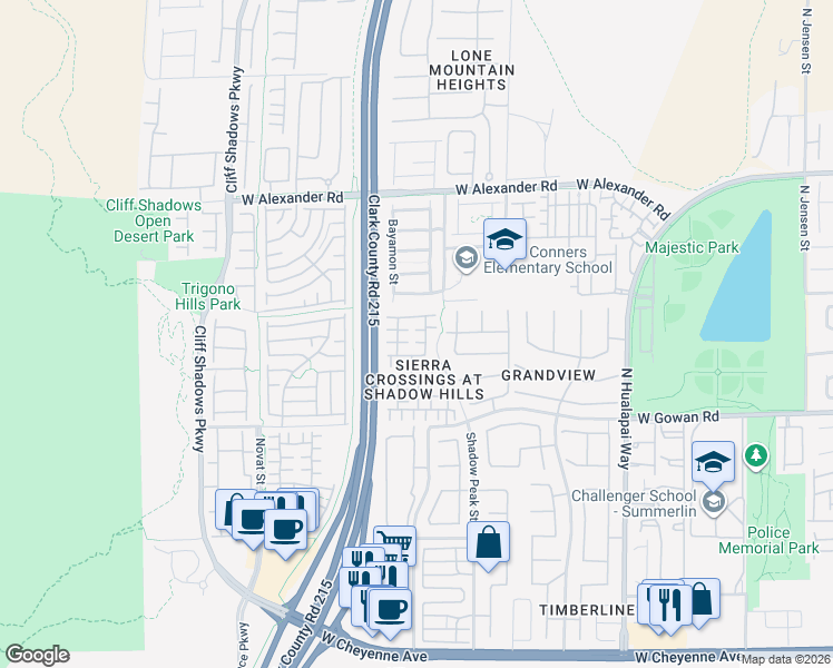map of restaurants, bars, coffee shops, grocery stores, and more near 10413 Cole Younger Court in Las Vegas
