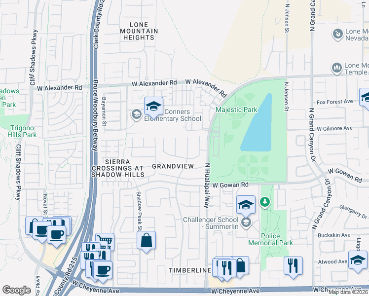 map of restaurants, bars, coffee shops, grocery stores, and more near 3706 Spring Shadow Road in Las Vegas