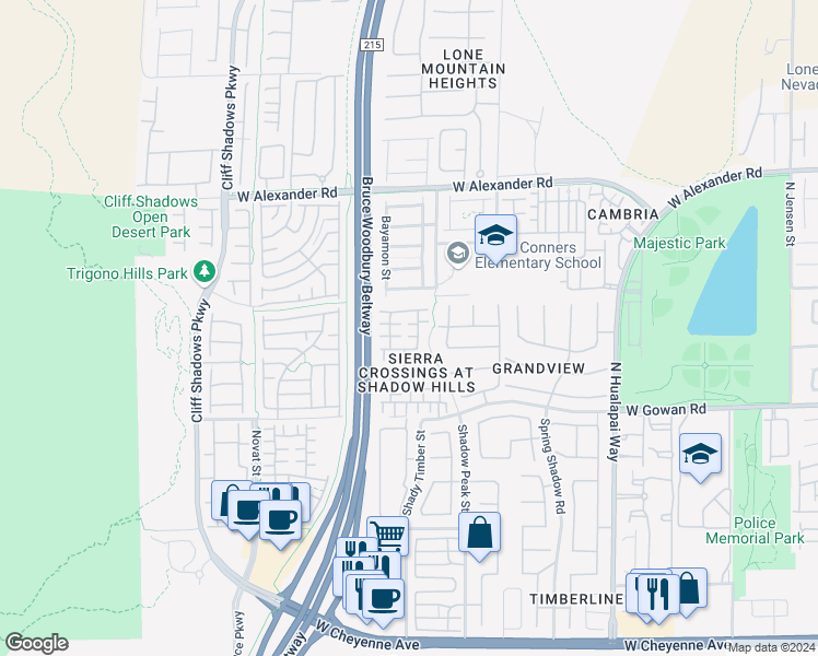 map of restaurants, bars, coffee shops, grocery stores, and more near 10413 Cole Younger Court in Las Vegas