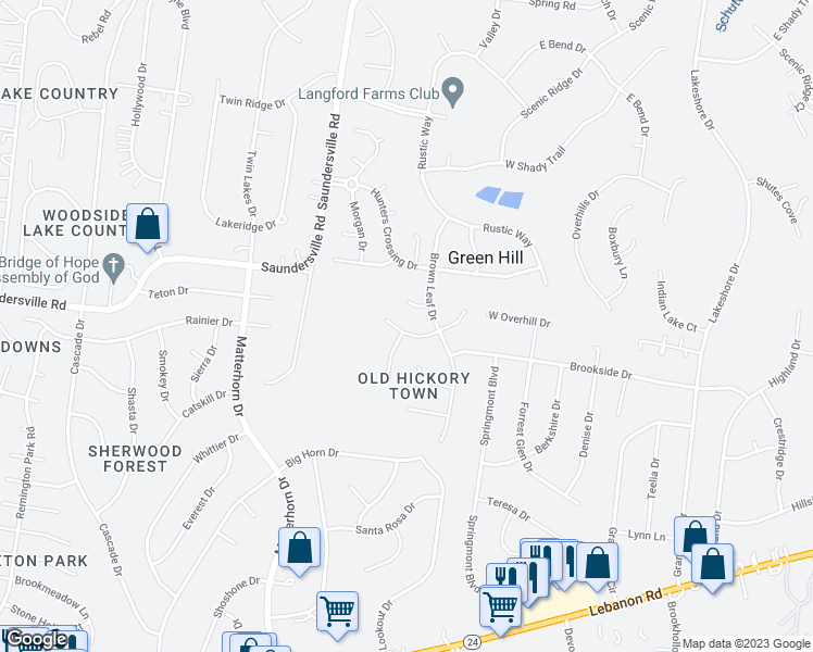 map of restaurants, bars, coffee shops, grocery stores, and more near 4706 Kensington Drive in OLD HICKORY