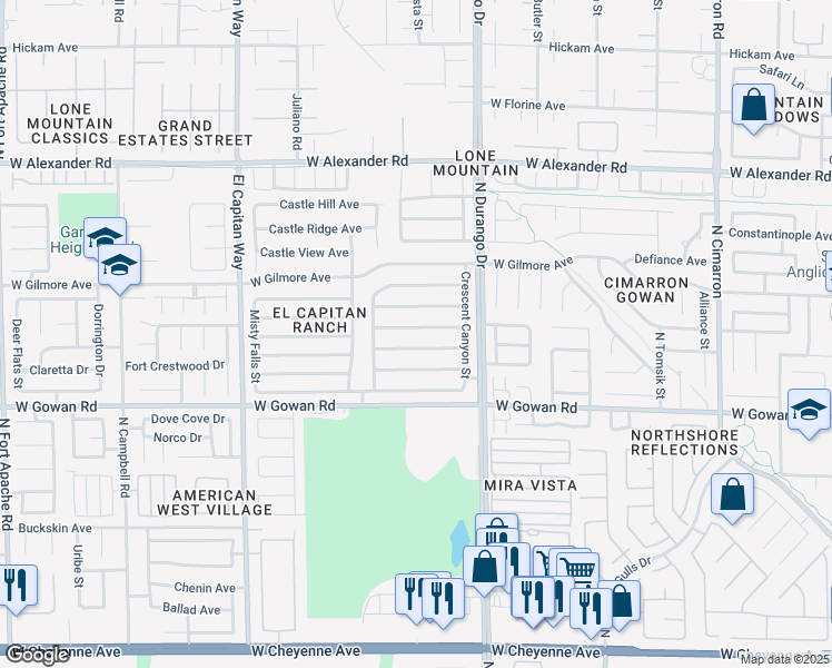 map of restaurants, bars, coffee shops, grocery stores, and more near 8528 Copper Knoll Avenue in Las Vegas