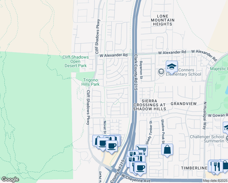map of restaurants, bars, coffee shops, grocery stores, and more near 10573 Danielson Avenue in Las Vegas