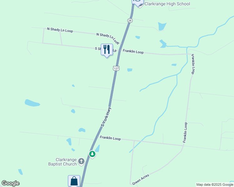 map of restaurants, bars, coffee shops, grocery stores, and more near 6105 South York Highway in Clarkrange