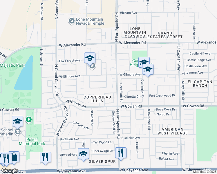 map of restaurants, bars, coffee shops, grocery stores, and more near 3704 Mountain Waters Street in Las Vegas