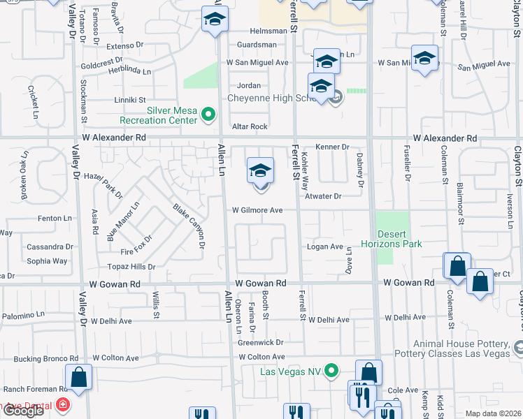 map of restaurants, bars, coffee shops, grocery stores, and more near 3418 Fort Niagara Avenue in North Las Vegas